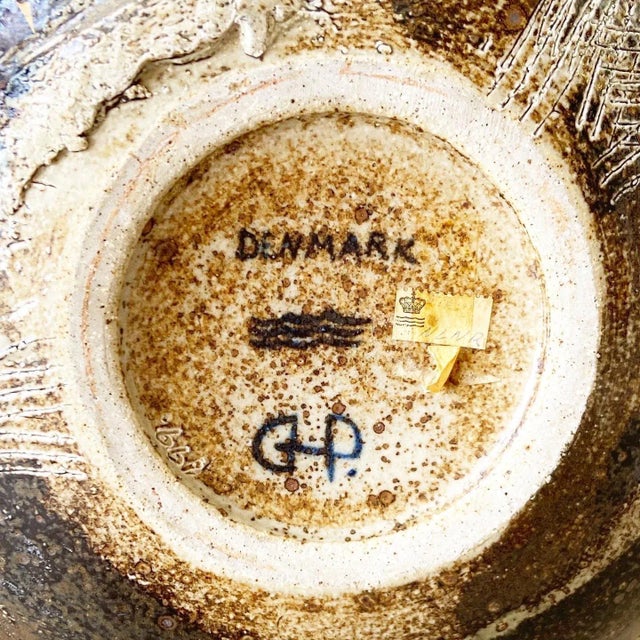 Mid Century Modern Brown Spherical Danish Pottery Vase For Sale In Miami - Image 6 of 7