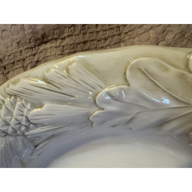 Vintage White Ceramic Embossed Serving Bowl by La Ceramica VBC For Sale - Image 10 of 12