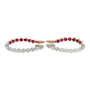 Inside Out Ruby and Diamond Hoop Earrings