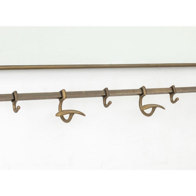 Art Deco Style Brass Mirrored Coat Rack For Sale - Image 4 of 8