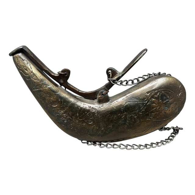 Antique Style Brass Gun Powder Horn For Sale