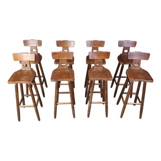 Vintage Brutalist Bar Stools, 1960s, Set of 8 For Sale