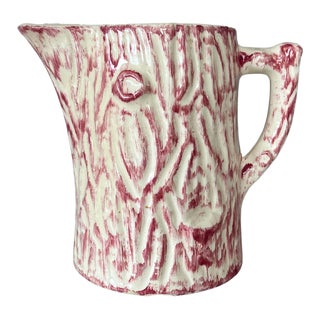 Vintage Morton Pink Faux Bois Ceramic Pitcher/Vase For Sale