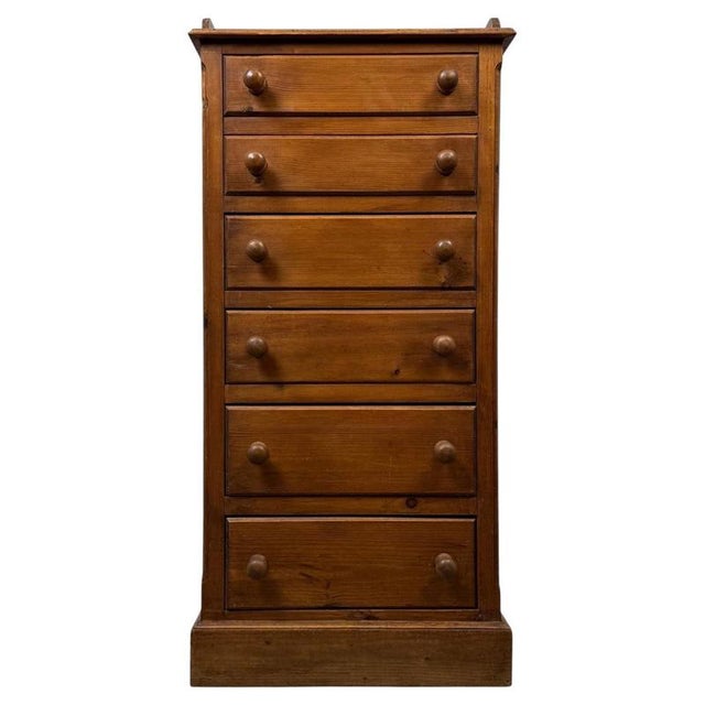 Vintage Narrow Pine Chest of Drawers, 1900s For Sale - Image 10 of 12