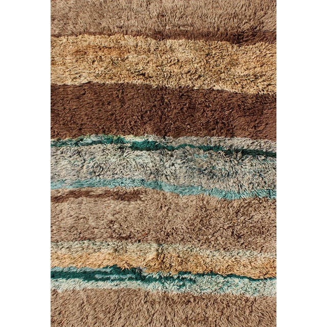 Vintage Turkish Brown and Blue Tulu Rug For Sale - Image 4 of 10