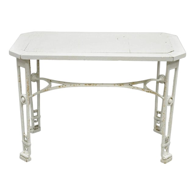 Antique Gothic Renaissance Wrought Iron Stretcher Base Potting Side Table (B) For Sale