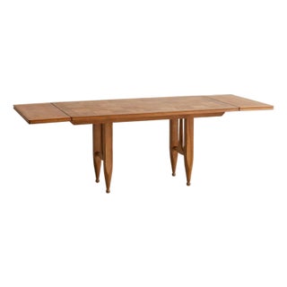 French Extendable Oak Dining Table Attributed to Guillerme Et Chambron, 1960s For Sale