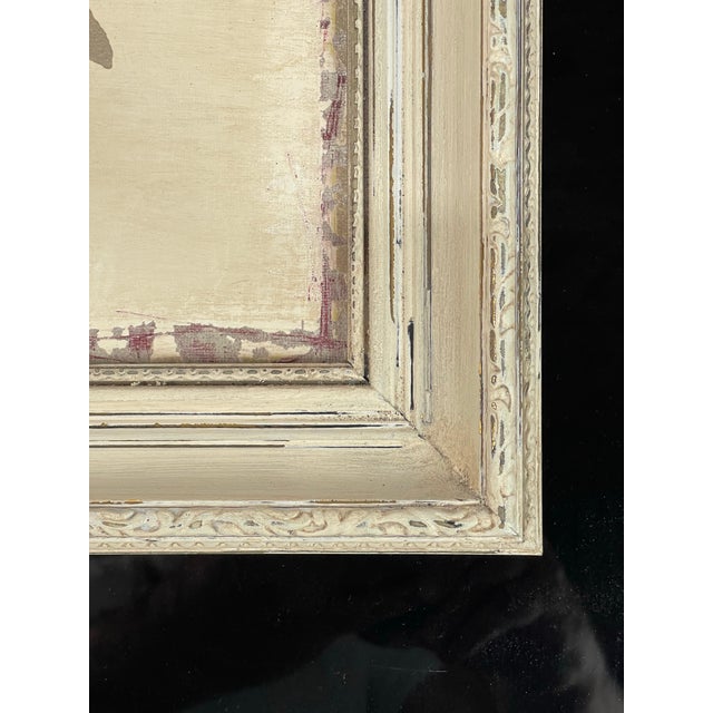 English Contemporary Primitive Horse Painting in Distressed Cream Frame For Sale - Image 3 of 7
