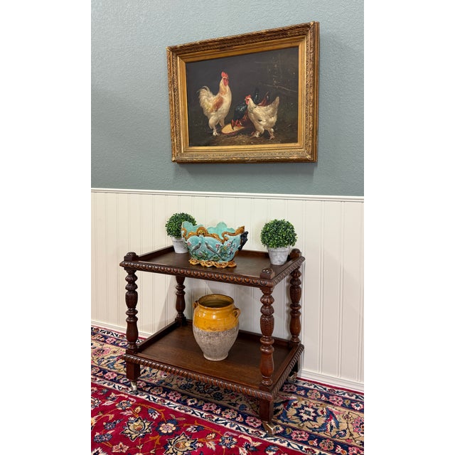 CHARMING Antique French Oak Two-Tier Tea/Pastry Cart, Trolley or End Table Side Occasional Table~~c. 1930s Versatile...