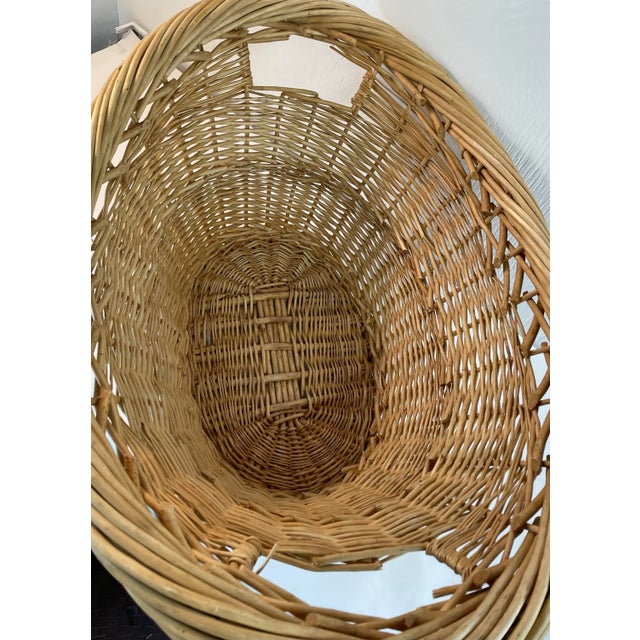 Wood Vintage Wicker Laundry Style Basket For Sale - Image 7 of 11