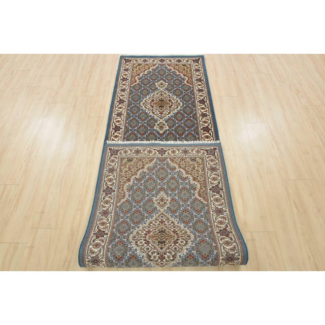 Tabriz Mahi Runner 2’11” X 10′ Blue Wool Traditional Hand-Knotted Oriental Rug For Sale - Image 11 of 12