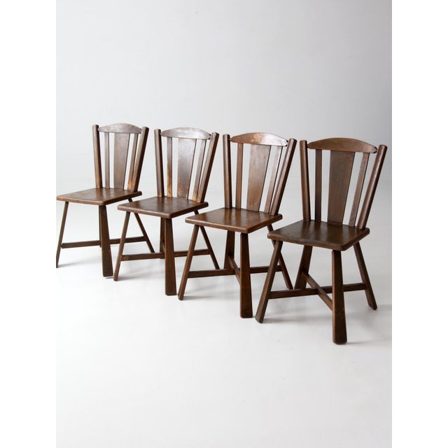 Mid 20th Century Mid-Century Folk Wood Dining Chairs Set of 4 For Sale - Image 5 of 17