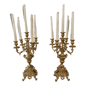 Pair of Antique 5 Arm Candleabras