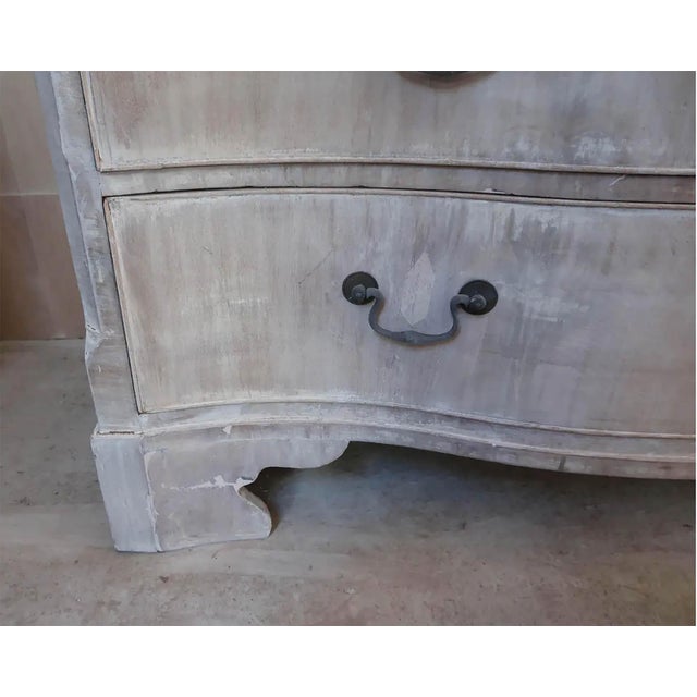 White Antique Bleached Serpentine Fronted Chest of Drawers, 1780 For Sale - Image 8 of 11