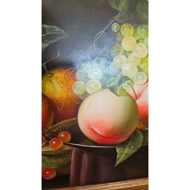 Traditional 1990s J. Collins Signed Original Fruit Still Life Oil Painting in Ornate Gilt Frame For Sale - Image 3 of 5