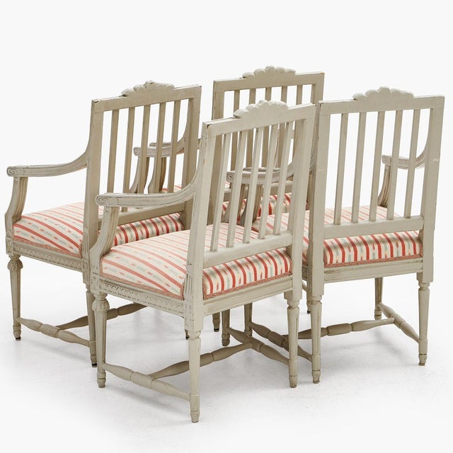 Set of Four Swedish Late Gustavian Lindome Painted Armchairs, Circa 1800 For Sale - Image 11 of 12