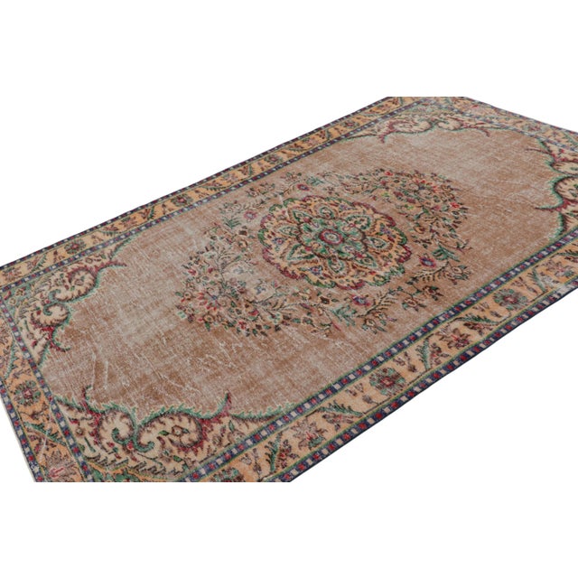 This vintage 6x9 Zeki Müren European style rug, hand-knotted in wool, circa 1960-1970, has been inspired by Savonnerie,...