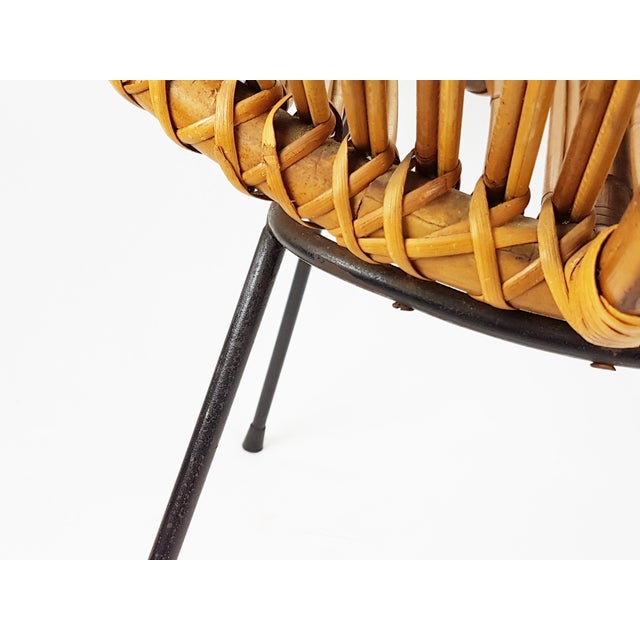 Mid-Century Italian Rattan and Black Metal Chair, 1950s For Sale - Image 13 of 14