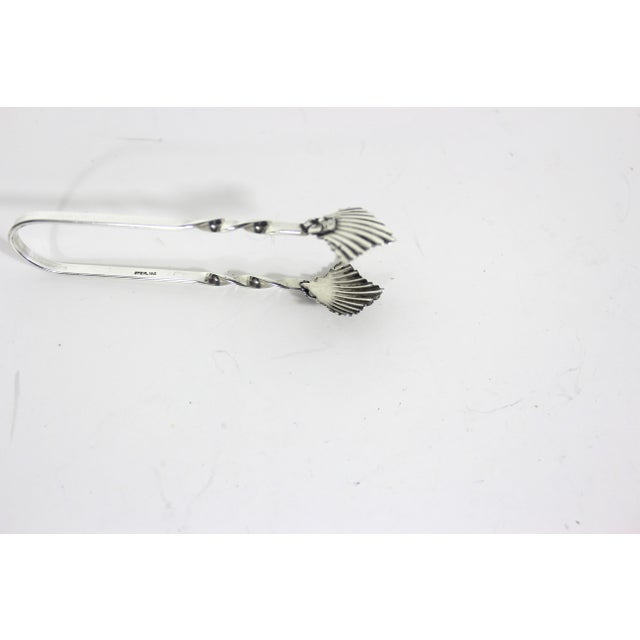 Vintage Sterling Silver Shell or Leaf Sugar or Ice Tongs Bar Cart Styling BonBon Hallmark For Sale - Image 9 of 12