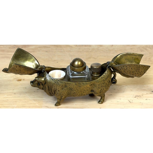 Victorian English Brass Figural Pig Inkwell with Articulated Back Lids, C. 1875 For Sale - Image 14 of 18