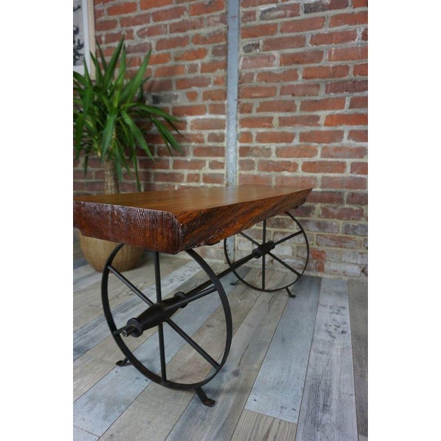 1950s wood and metal coffee table: solid wood top, metal legs, and of course, the wheels are fixed, but this gives it a...