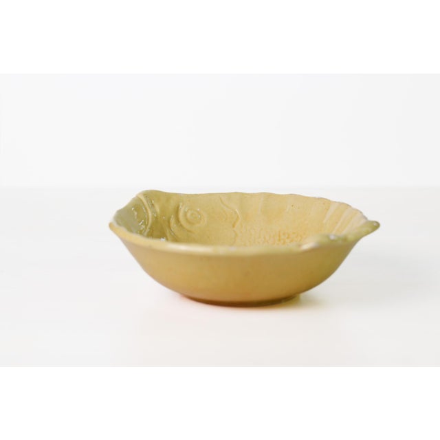 1950s Mid-Century Modern Aegitna Vallauris French Pottery Fish Bowl in Yellow Glaze For Sale - Image 9 of 15
