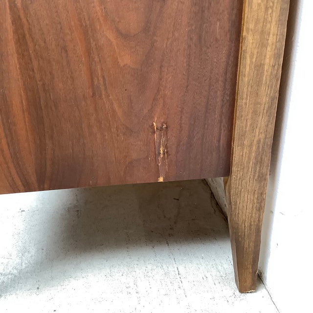 Mid-Century Walnut Sideboard With Glass-Front Storage For Sale - Image 11 of 12