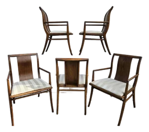 Mid-Century Modern Walnut Upholstered Armchairs (Set of 5)