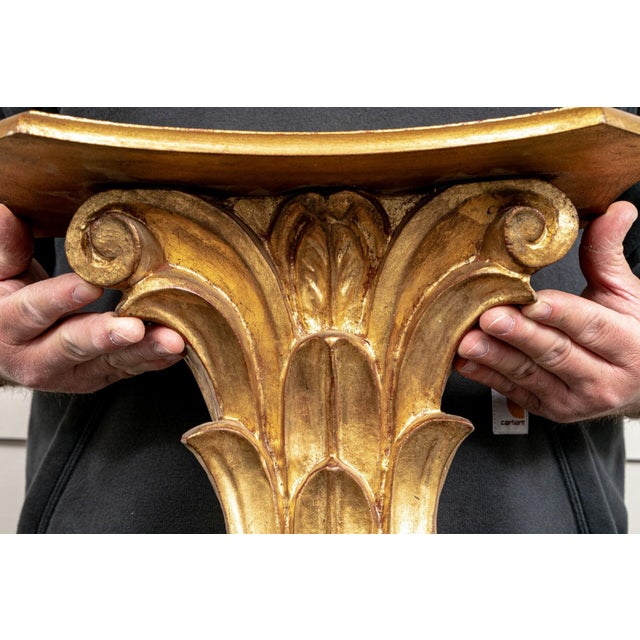 Mid 20th Century Vintage Italian Acanthus Leaf Gilt Wood Wall Shelf For Sale - Image 5 of 5
