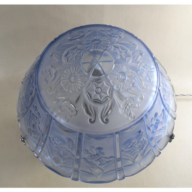 Blue French Art Deco Lamp by Pierre D' Avesn Lorrain Daum - 1930 France For Sale - Image 8 of 13