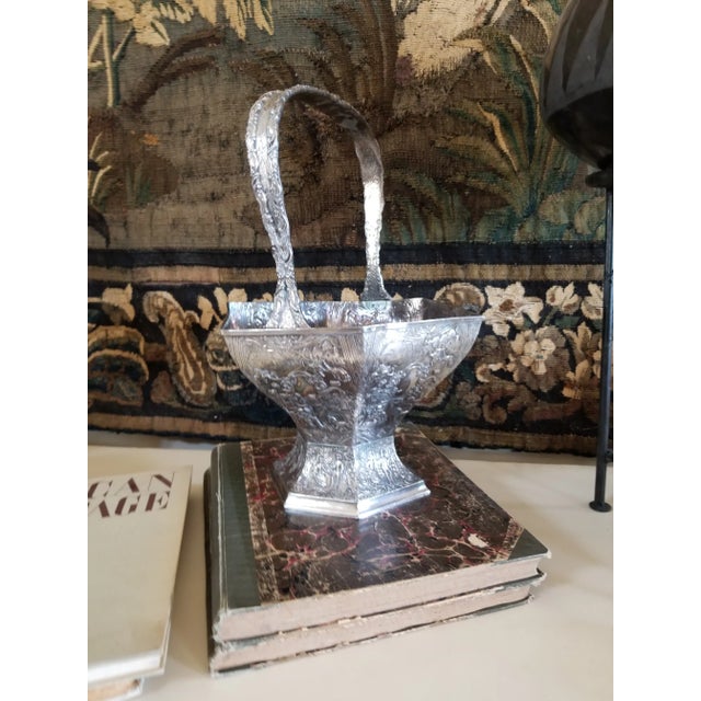 Antique Dutch Style Silver Plated Basket For Sale - Image 11 of 11