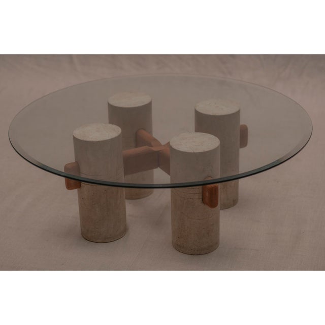 Beige German Brutalist Travertine Coffee Table, 1970s For Sale - Image 8 of 13