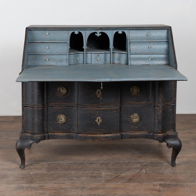 Early 19th Century Danish Black Painted Pine Secretary Bureau For Sale - Image 4 of 14