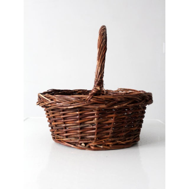 Vintage Wicker Gathering Basket For Sale - Image 10 of 14