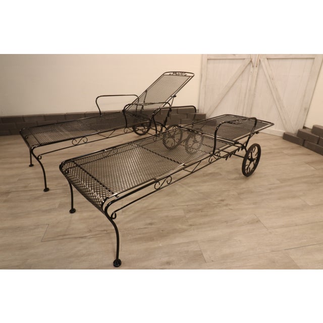 Vintage Acorn and Oak Leaf Wrought Iron Chaise Loungers - Set of 2 For Sale - Image 11 of 12