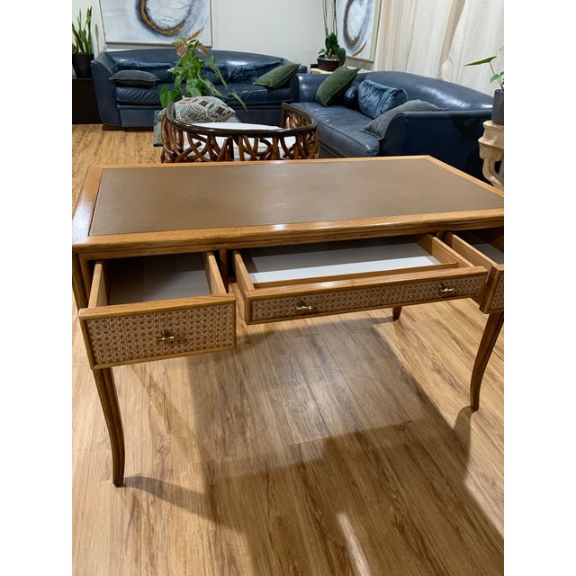 McGuire McGuire Cane Leathers Top Writing Desk For Sale - Image 4 of 11