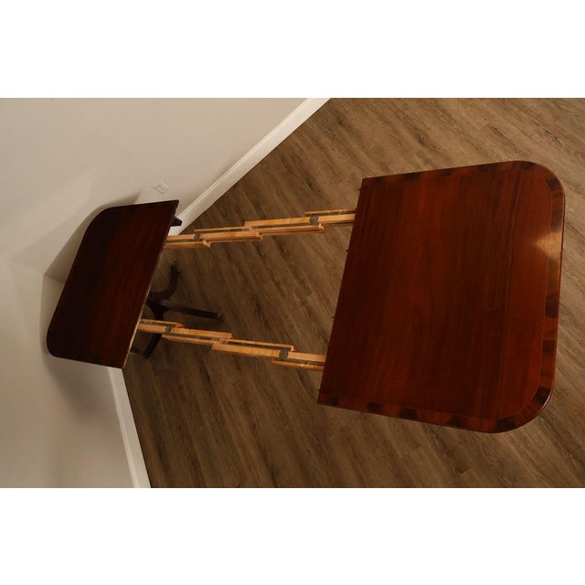 Regency Style Banded Mahogany Double Pedestal Dining Table With 2 Leaves For Sale - Image 12 of 18