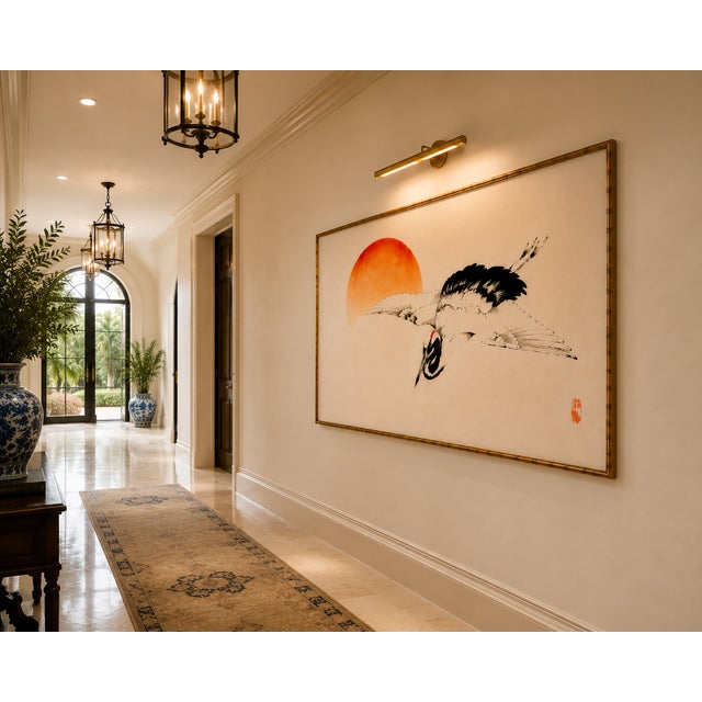Flying Crane by Kōno Bairei, Vintage Japanese Art Print Reproduction, 60" X 40" For Sale - Image 10 of 11
