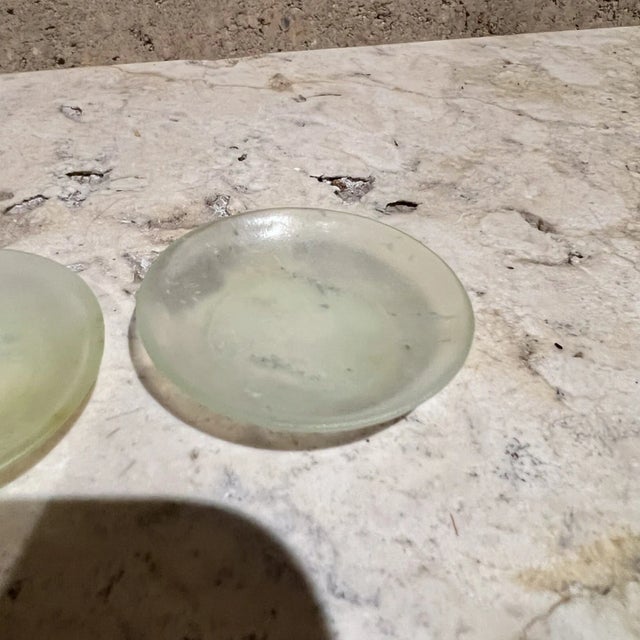 Chinese Fine Antique Chinese Qing Dynasty Carved Jade Petite Saucer Plate Set of Two For Sale - Image 3 of 10