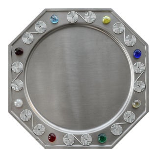 VIntage Modernist Dary Rees Decorative Octagonal Metal Tray For Sale