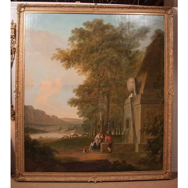 By Hans Jacob Maurer, signed and dated J.B Maurer, 1780. Stylistically, this painting is reminiscent of the plein air and...
