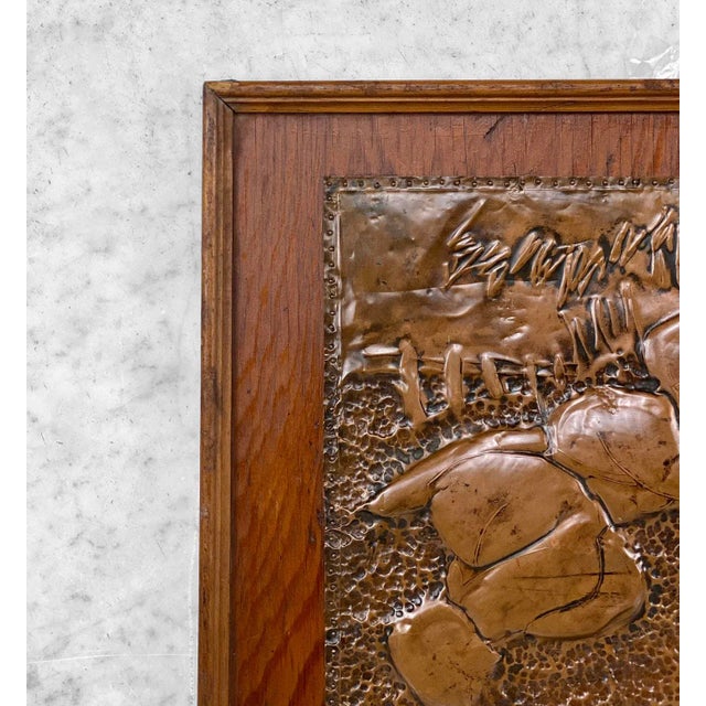 Antique Arts & Crafts Copper Metal Art Sleeping Child Sculpture Plaque For Sale - Image 4 of 7