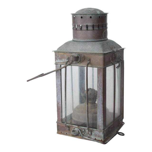 1960s Neptune N R Industrial Brass Ship Lantern For Sale