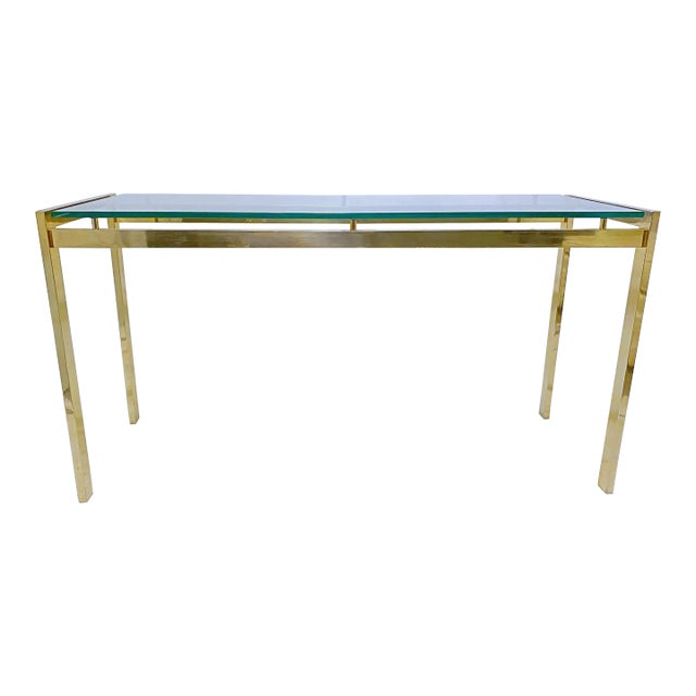 1970s Vintage Metal and Glass Console Table For Sale