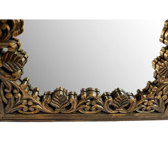 Bronze Gold Vintage Floral Wood Mirror For Sale In Los Angeles - Image 6 of 6