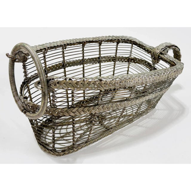 Antique French Braided Silver Wire Wine Holder For Sale - Image 4 of 10