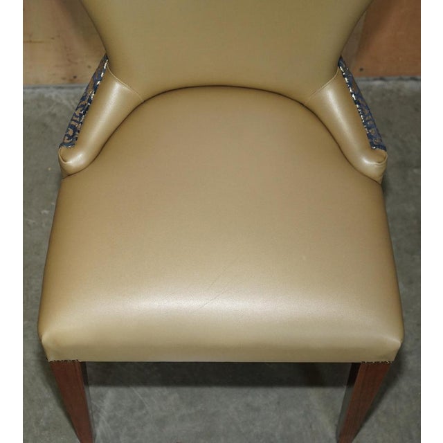 English Elm Hall Chairs with Damask Upholstery, Set of 2 For Sale - Image 18 of 18