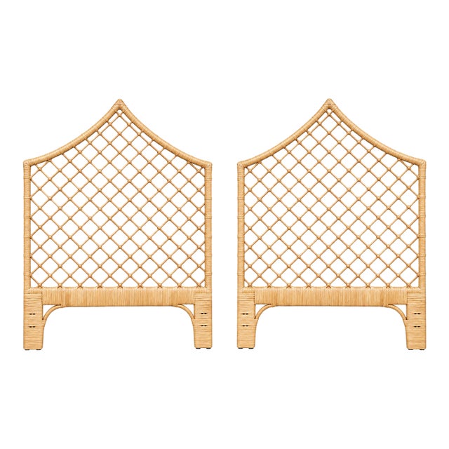 Pair of Amanda Lindroth Pagoda Twin Headboards For Sale