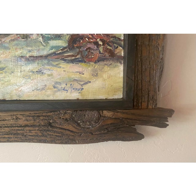 Wood "Seeking Shade" ~ Lorie Batson, Original Oil Painting. A Quiet Farm Scene With a Mini Donkey Seeking Shade Under an Old Barn Roof. For Sale - Image 7 of 8