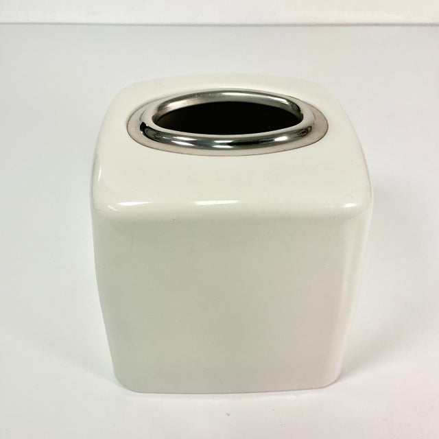 1980s Vintage Modern Contemporary Enameled Tissue Box Cover. For Sale - Image 4 of 11